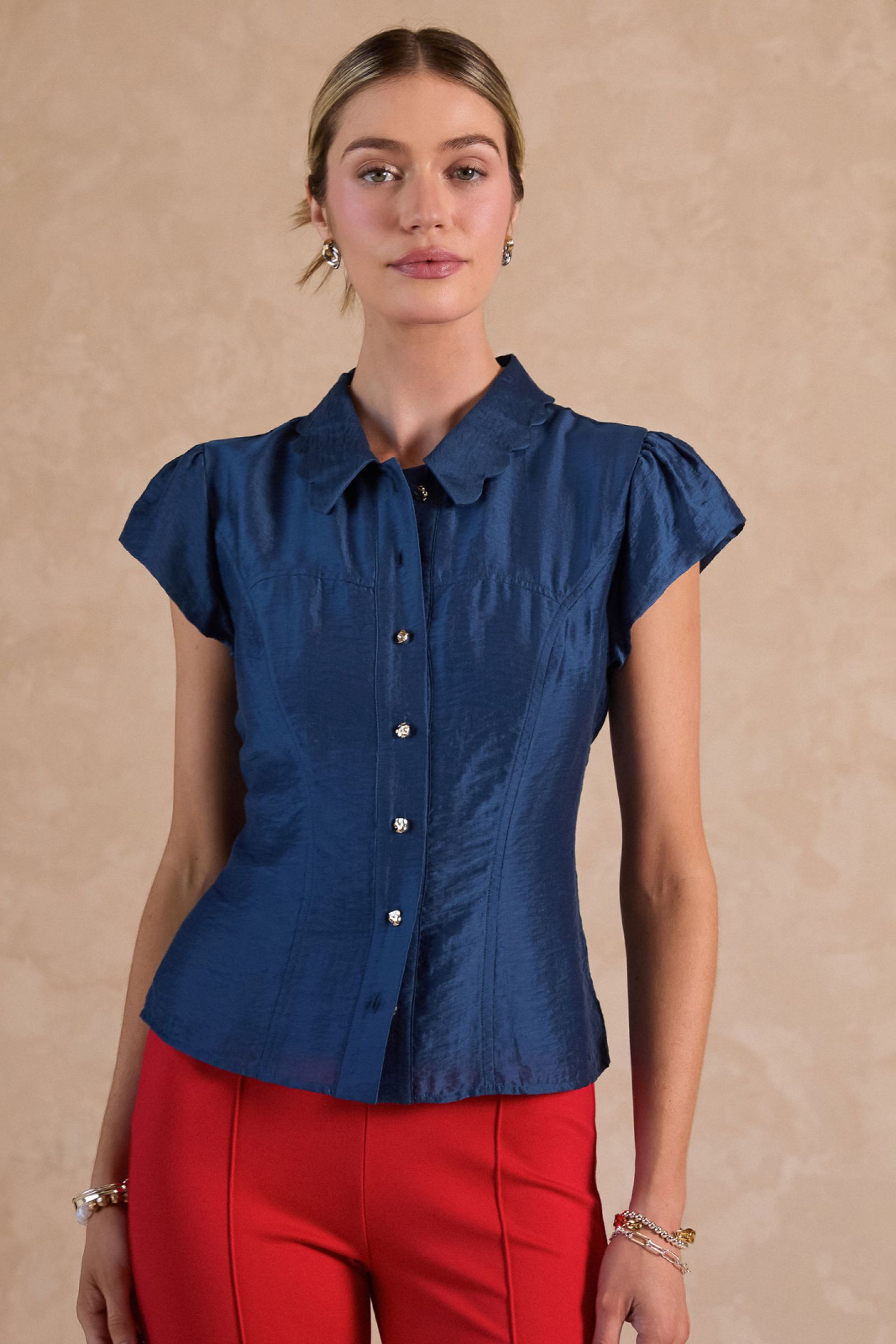 Current Air Woven Collared Blouse Navy