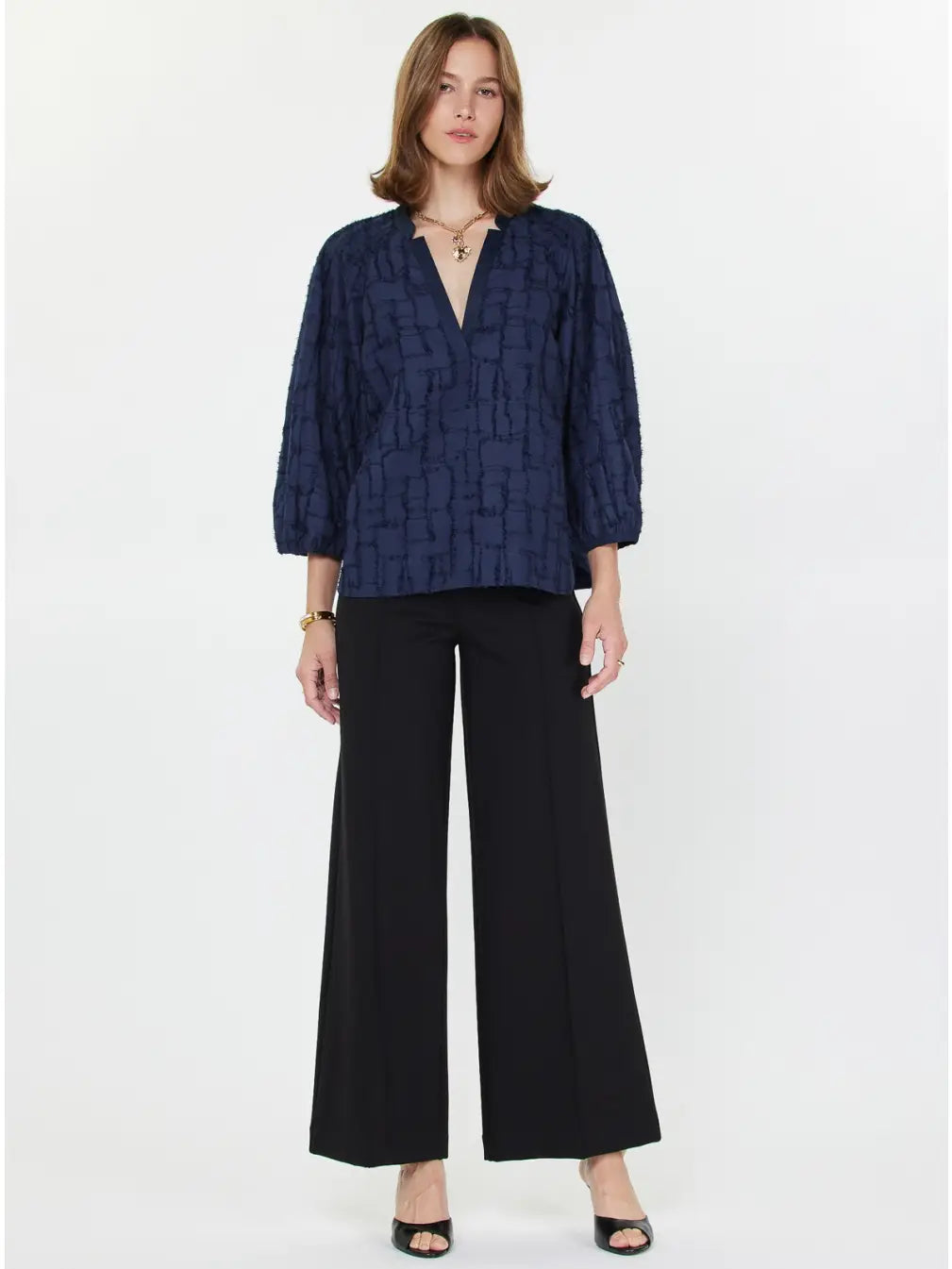 Current Air Textured Jacquard 3/4 Blouse