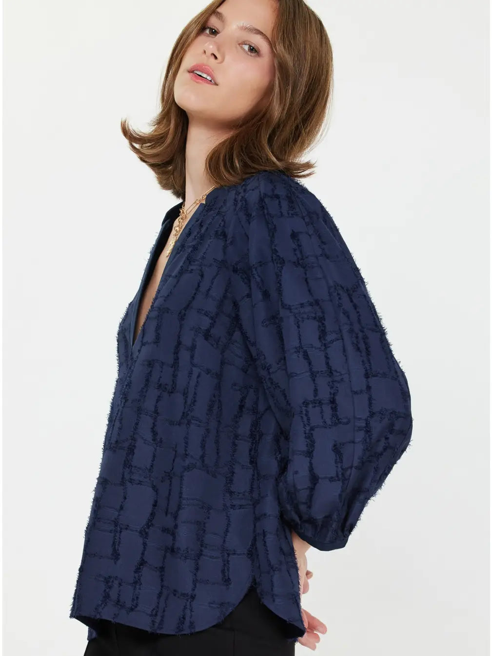 Current Air Textured Jacquard 3/4 Blouse