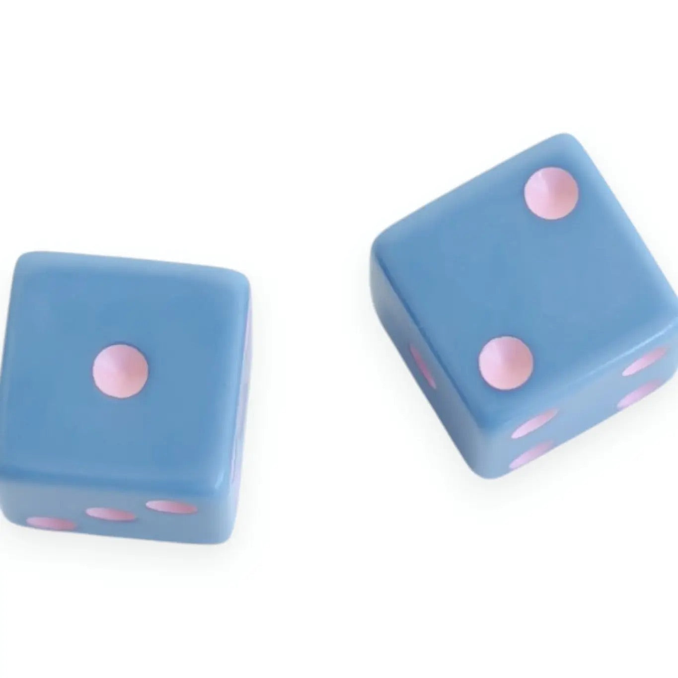 Mahjong Dice (set of 2) | Blue-Grey with Light Pink