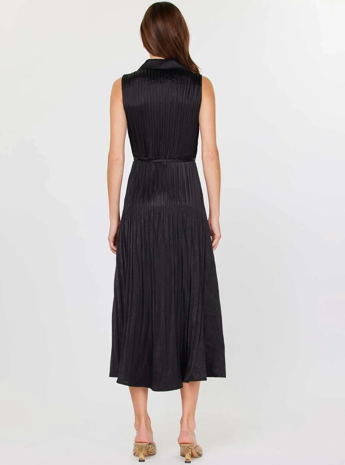 Current Air Sleeveless Button Down Pleated Shirts Dress