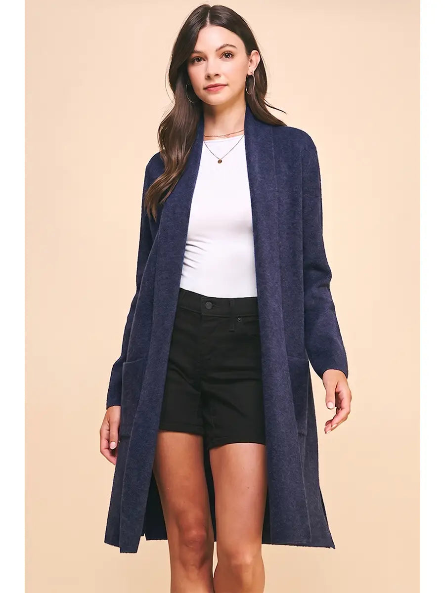PINCH Open Knitted Cardigan - Dark Denim