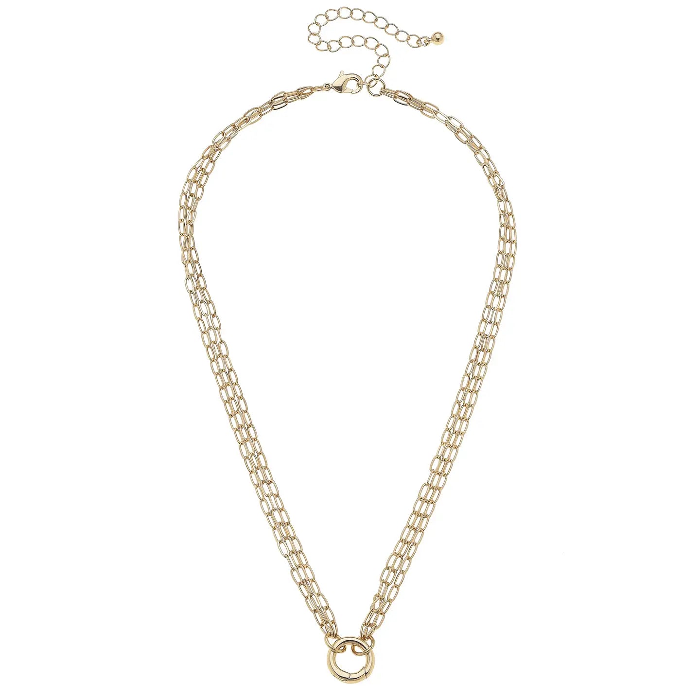 Celia 3-Row Dainty Charm Necklace Base in Shiny Gold
