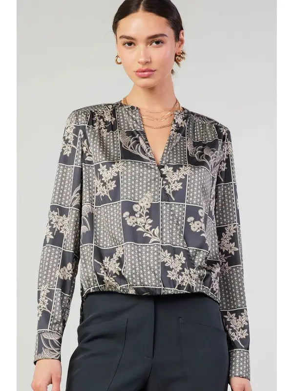 Current Air Floral Print Surplus Top W/Back Shirts Tail