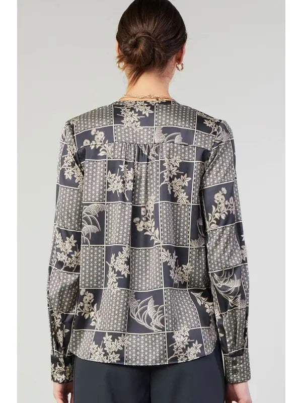 Current Air Floral Print Surplus Top W/Back Shirts Tail