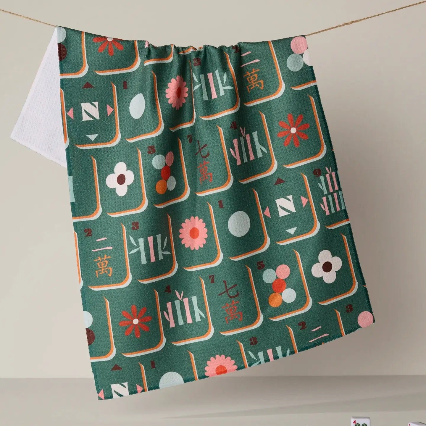 Geometry - Moss Tile Toss Tea Towel