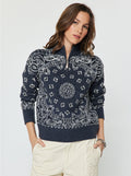 Current Air Paisley Half Zip-up Sweater | Dark Denim