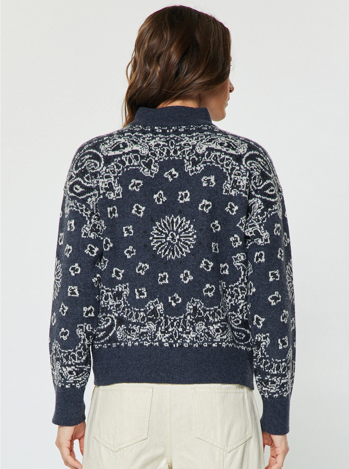 Current Air Paisley Half Zip-up Sweater | Dark Denim