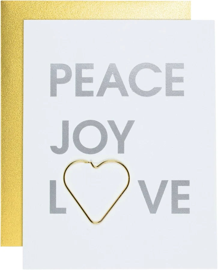 Chez Gagne "Peace Love Joy" Paper Clip Card