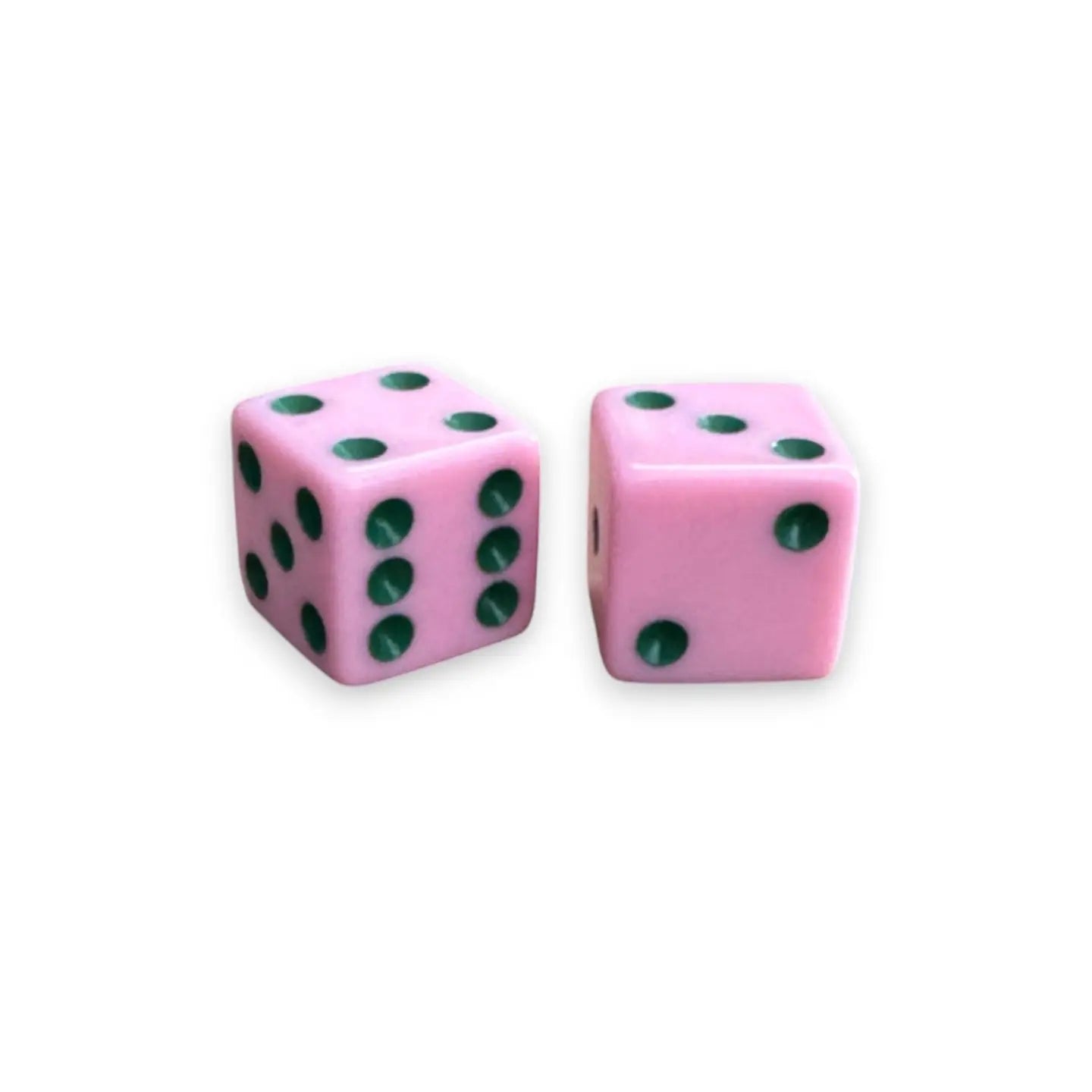 Mahjong Dice (set of 2) | Light Pink with Dark Green