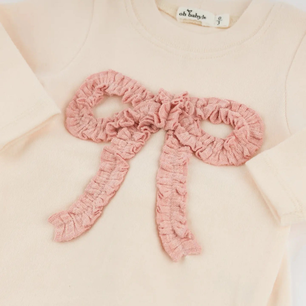 Oh Baby! Pink Rib Ruffle Bow Baby Rib 2PC Set