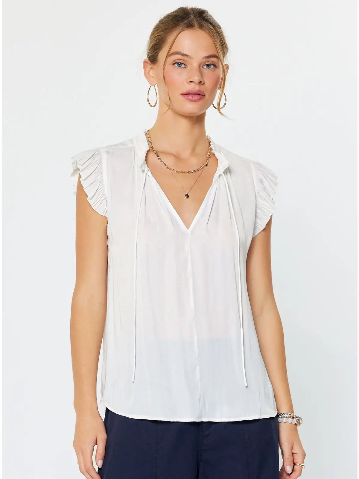 Current Air Margot Pleated Sleeve Blouse