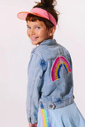 Lola & The Boys Gems Rainbow Flash Denim Jacket