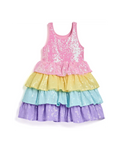 Lola & The Boys Rainbow Sequin Tiered Dream Dress