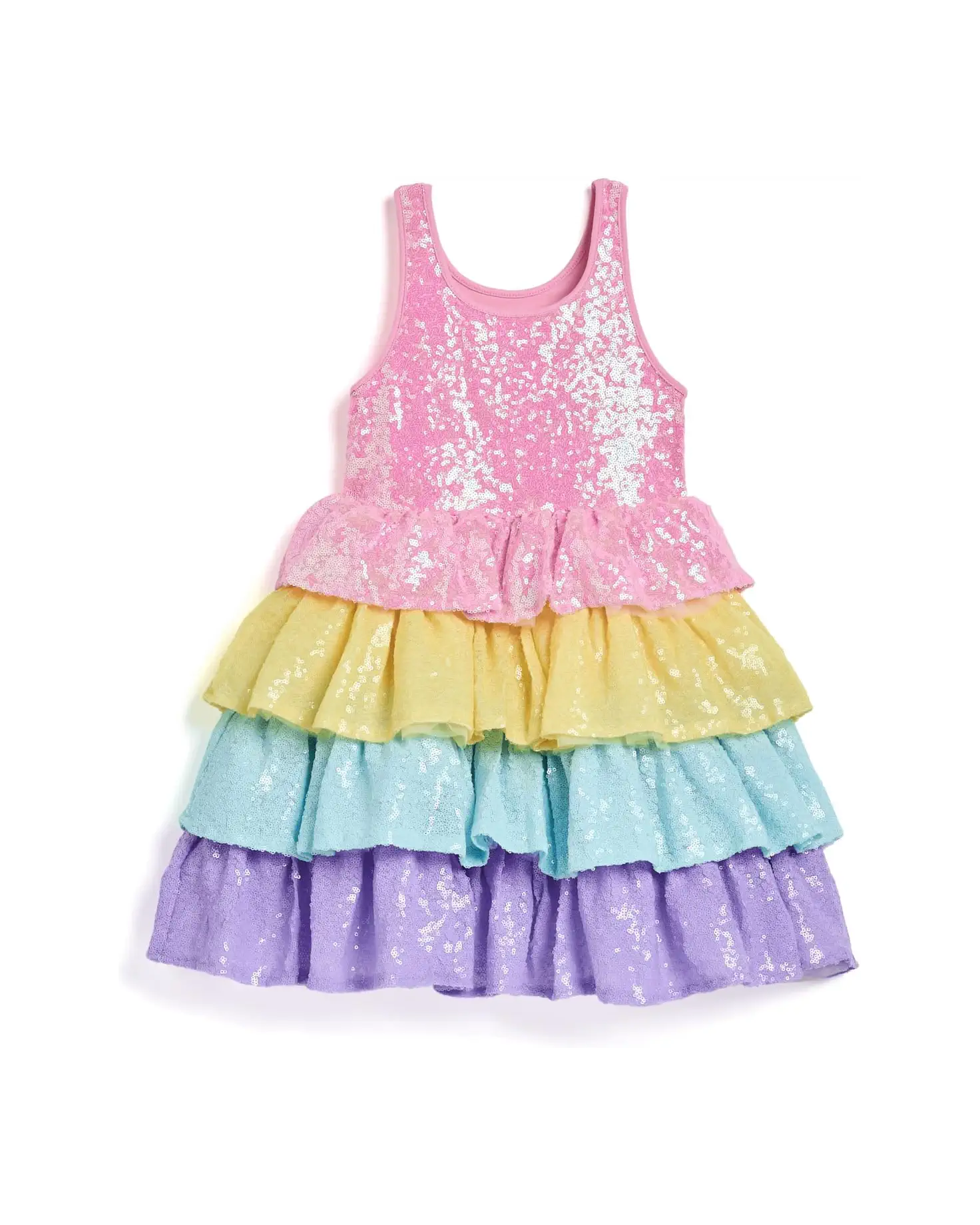 Lola & The Boys Rainbow Sequin Tiered Dream Dress