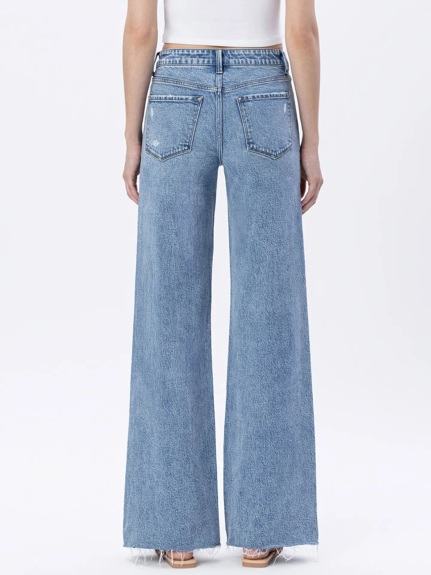 Flying Monkey High Rise Raw Hem Wide Jeans