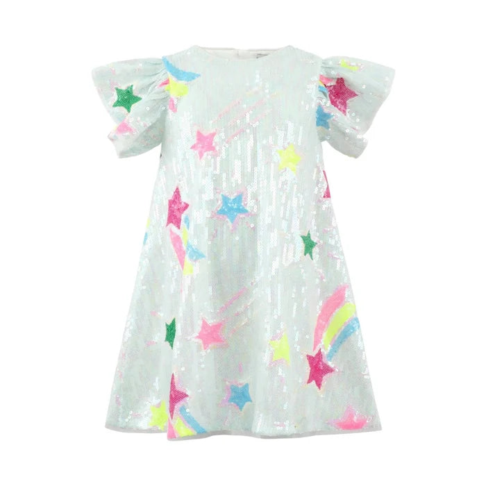 Lola & The Boys Rainbow Shooting Star Sequin Dress