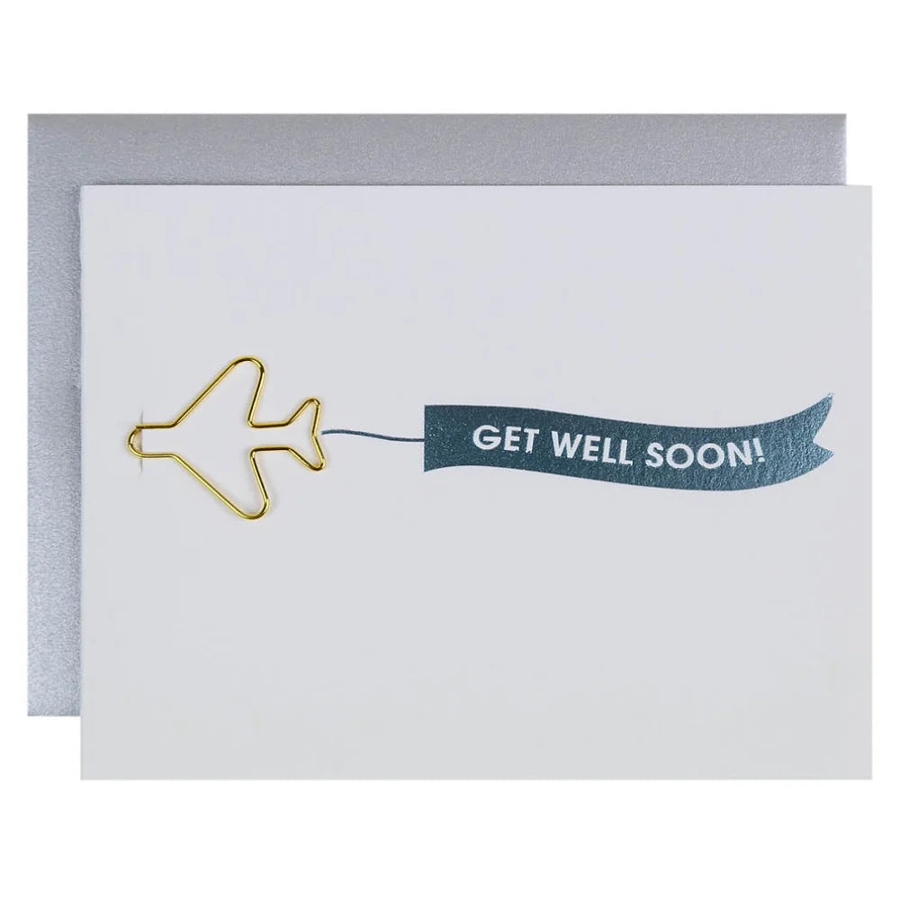 Chez Gagne "Get Well Soon" Paper Clip Letterpress Card