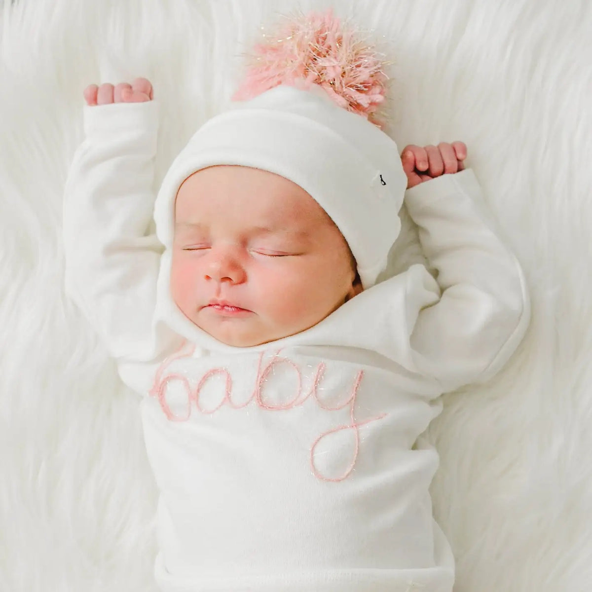 Oh Baby! "Baby" Pink Sparkle Embroidered 2PC Set