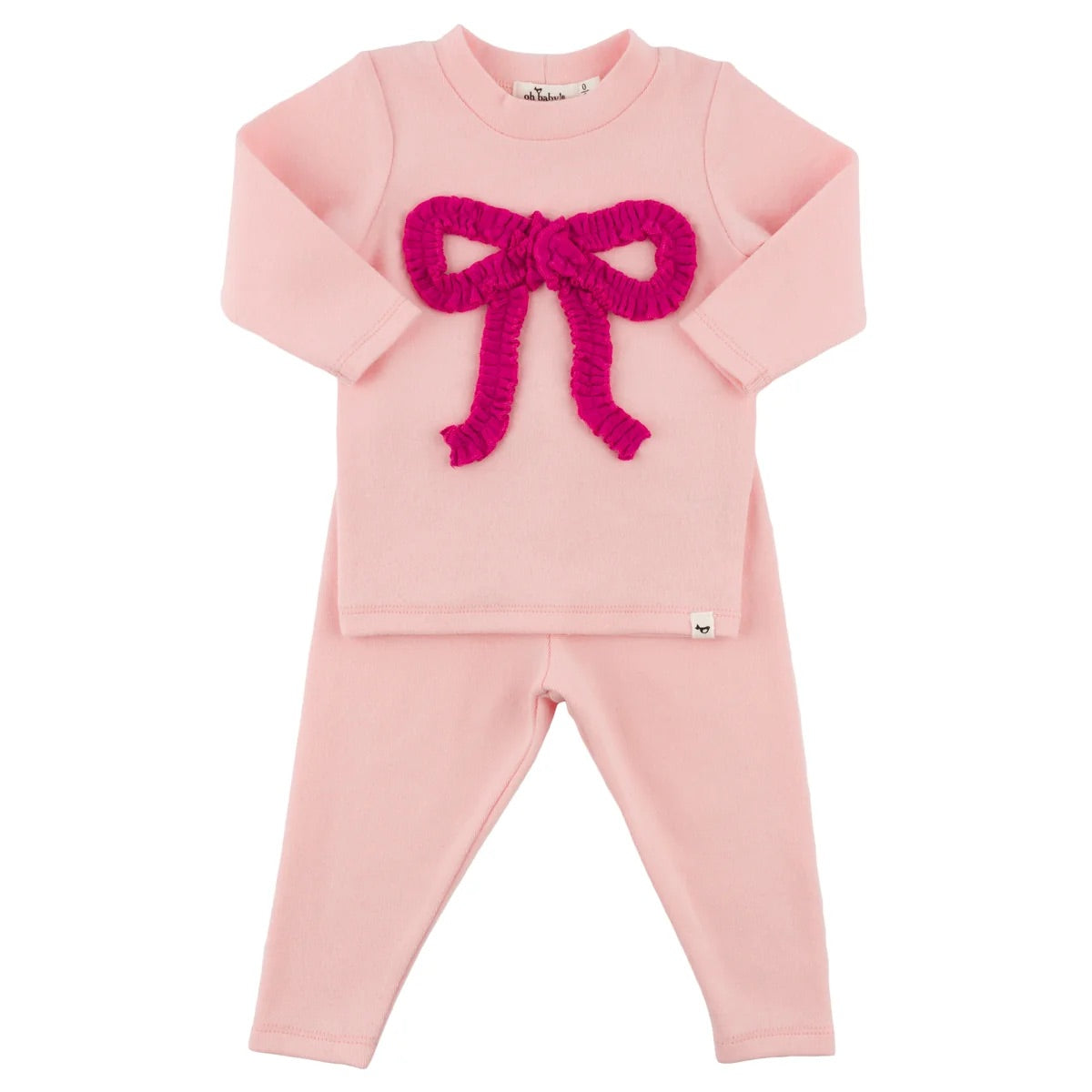 Oh Baby! Hot Pink Ruffle Bow Baby Rib 2PC Set