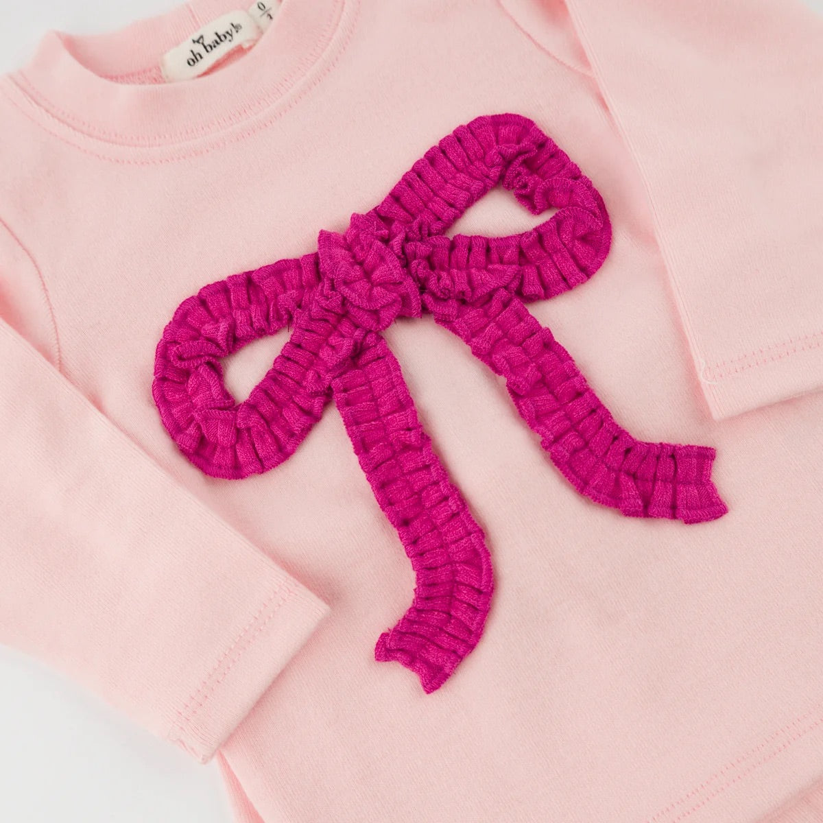 Oh Baby! Hot Pink Ruffle Bow Baby Rib 2PC Set