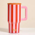 The Darling Effect 20 oz Lifestyle Flip Straw Tumbler–Sicily Stripes Pink