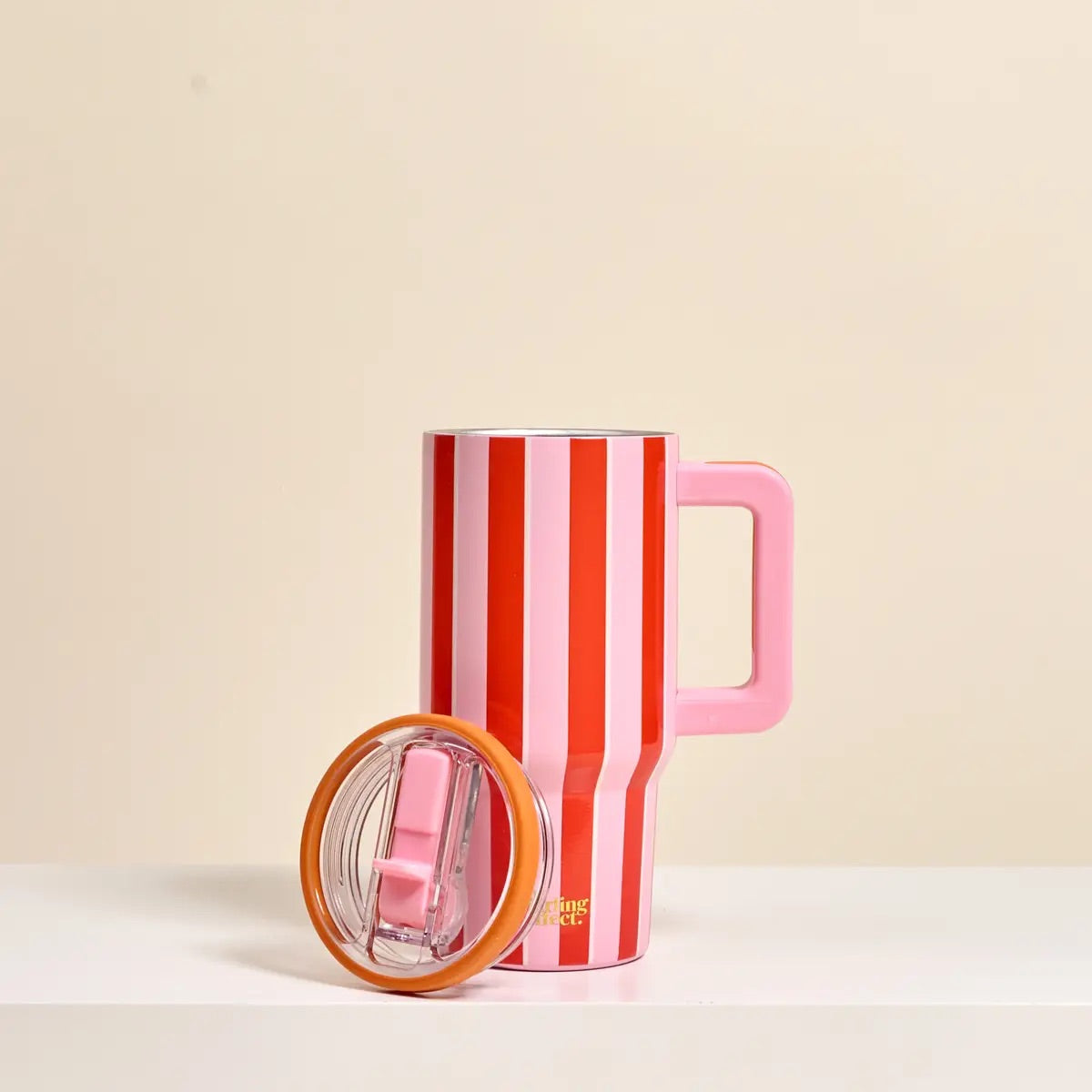 The Darling Effect 20 oz Lifestyle Flip Straw Tumbler–Sicily Stripes Pink