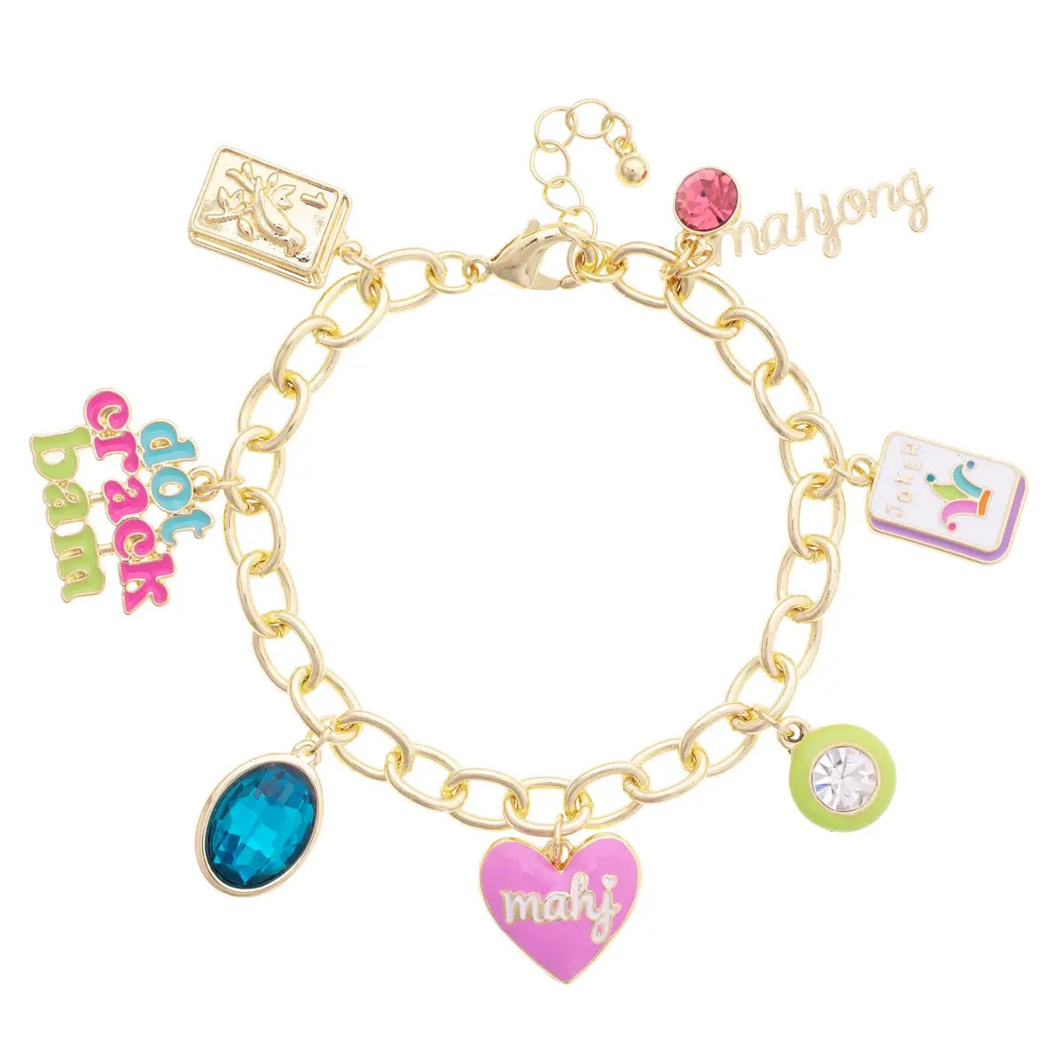 Canvas Style I'm Just A (Mahj) Girl Enamel Charm Bracelet in Pastel Multi