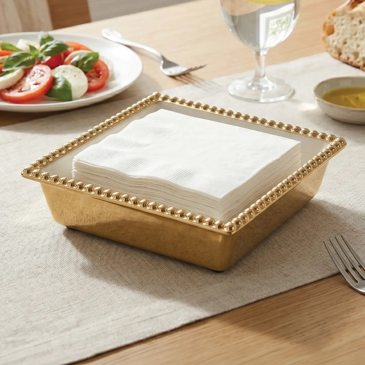 Gold and Enamel Cocktail Napkin Box