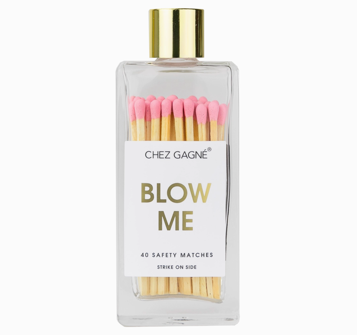 Chez Gagne Blow Me Pink Glass Bottle Matchsticks