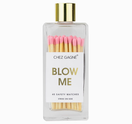 Chez Gagne Blow Me Pink Glass Bottle Matchsticks