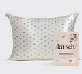 Kitsch - Standard Satin Pillowcase - Pearlized Cream & Coastal Blue Print