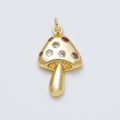 14K Gold Filled 24.5mm Multicolor Cz Dotted Mushroom Plant Charm