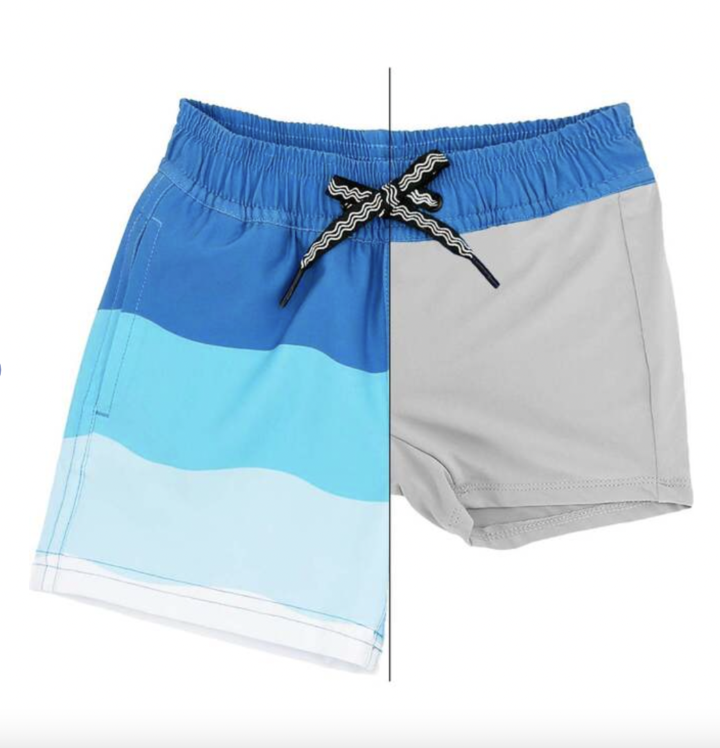 Feather 4 Arrow Wave Stripe Volley Trunk in Seaside Blue