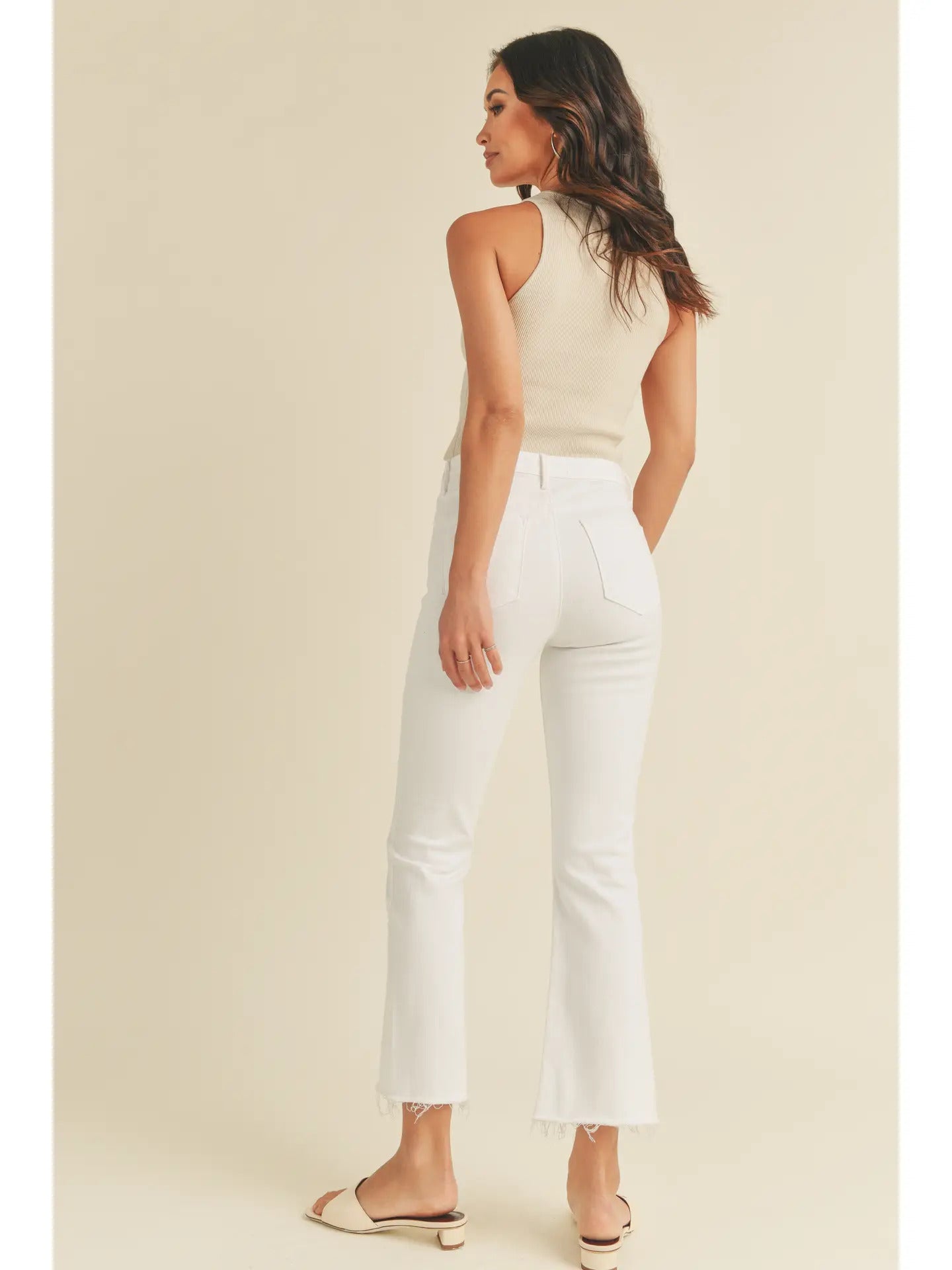 Just Black Denim Cropped Flare White