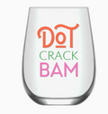 Fabuplates - Mahjong Stemless Wine Glass "Dot Crack Bam" - Single 1ct