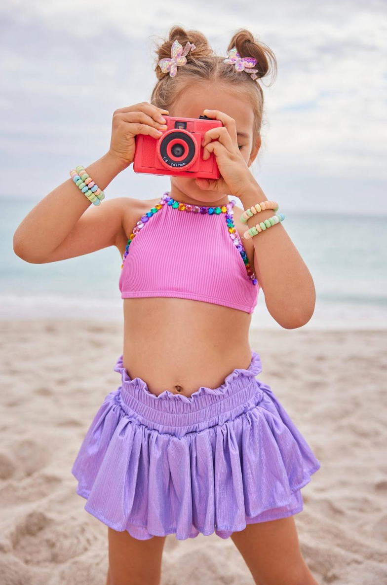 Lola & The Boys Lavender Metallic Skort