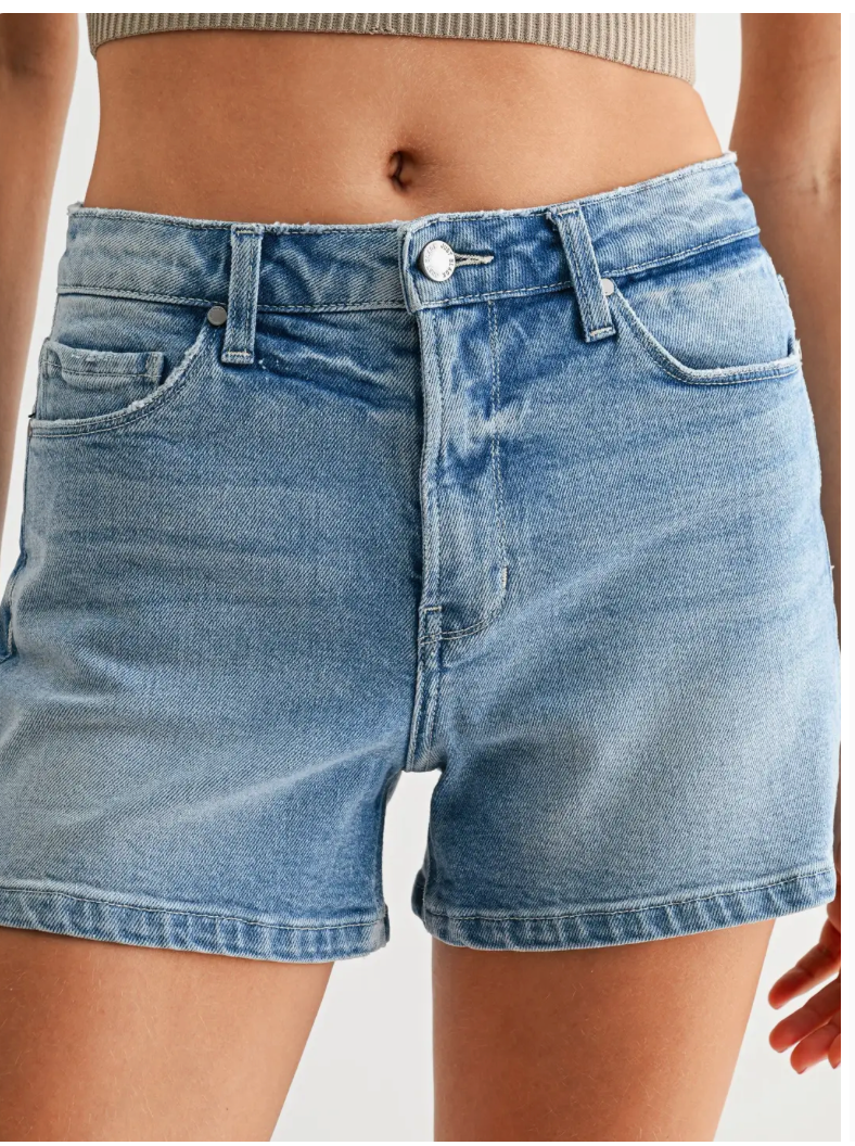Just Black Denim Regular Hem Stretch Short w/ Hidden Slit