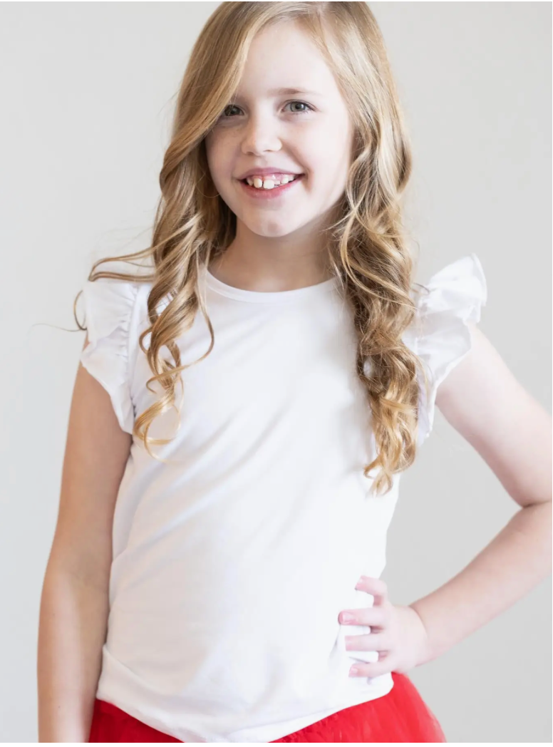 Mila & Rose White S/S Ruffle Tee