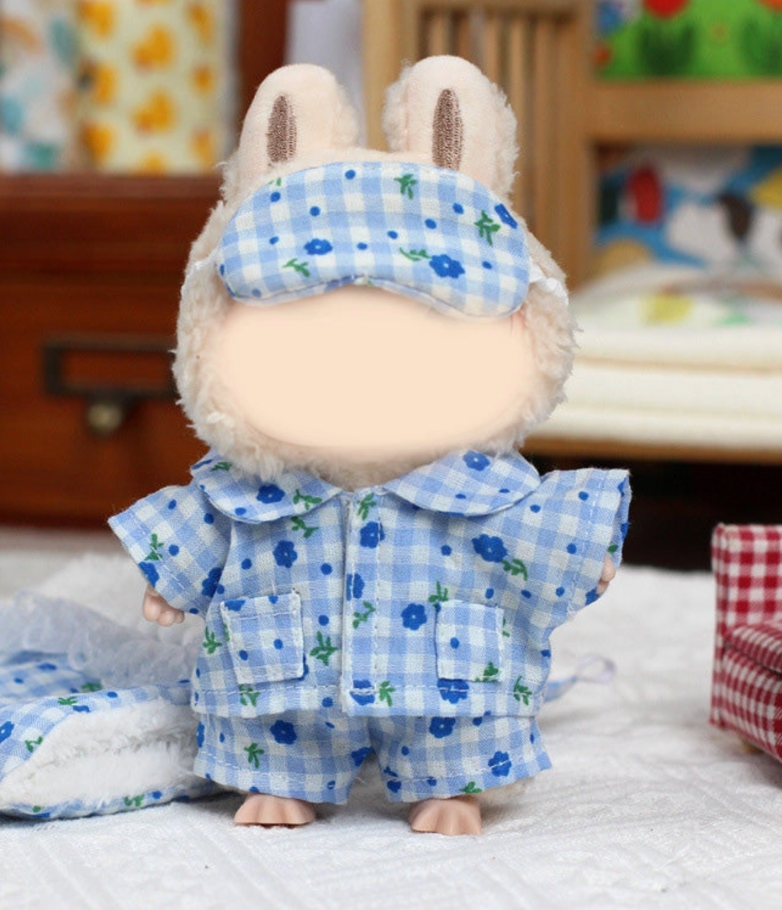 Blue Floral Pajama Labubu Sleepwear Set