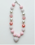 Sparkle Sisters Chunky Pearl Heart Necklace