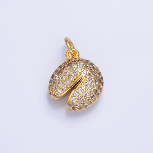24K Gold Filled Micro Paved Cz Fortune Cookie Charm