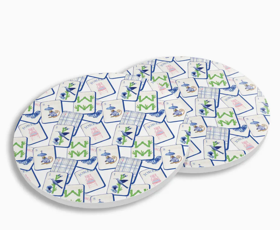 Toss Designs - Ceramic Coasters (Set of 4) - Mahjong Tiles Blue