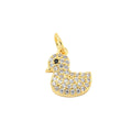 Gold Rhinestone Duck Charm