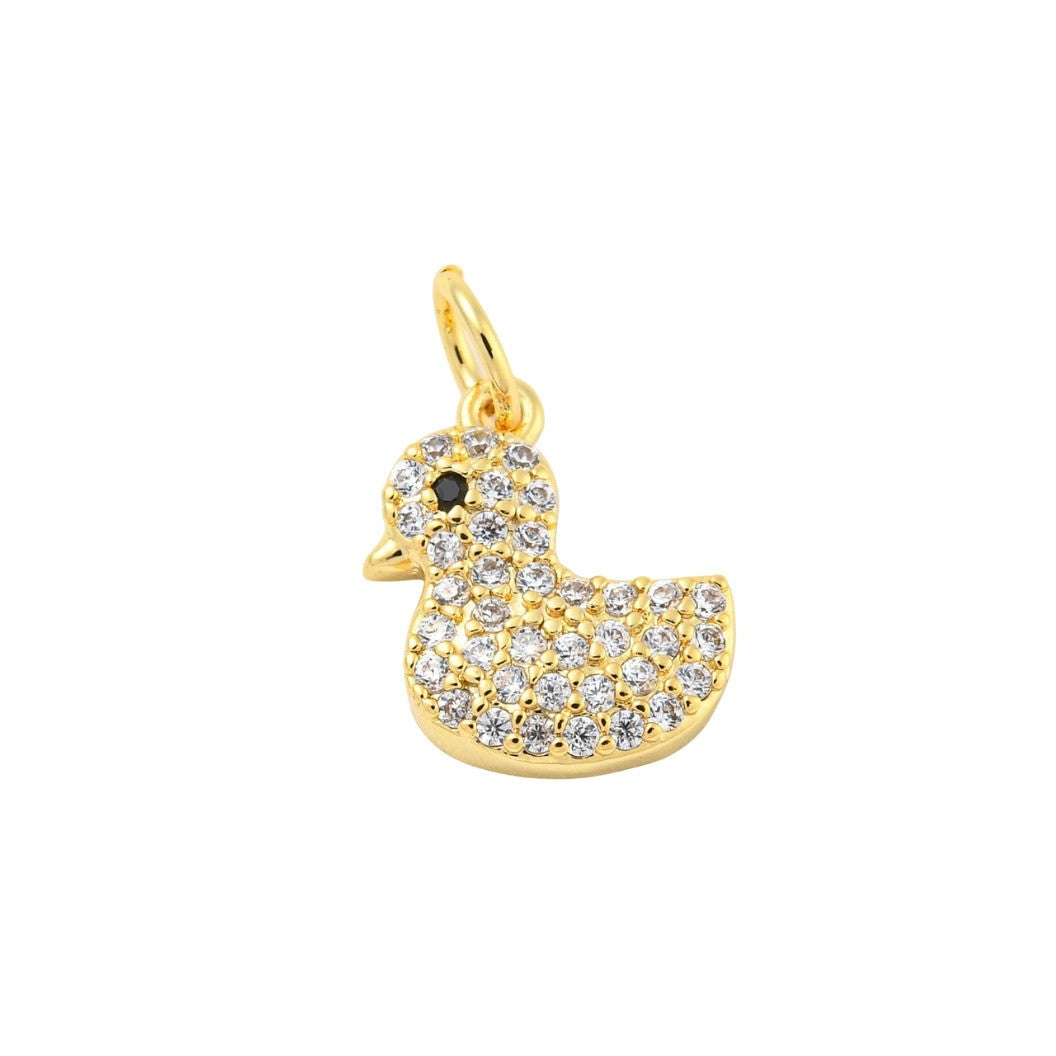 Gold Rhinestone Duck Charm