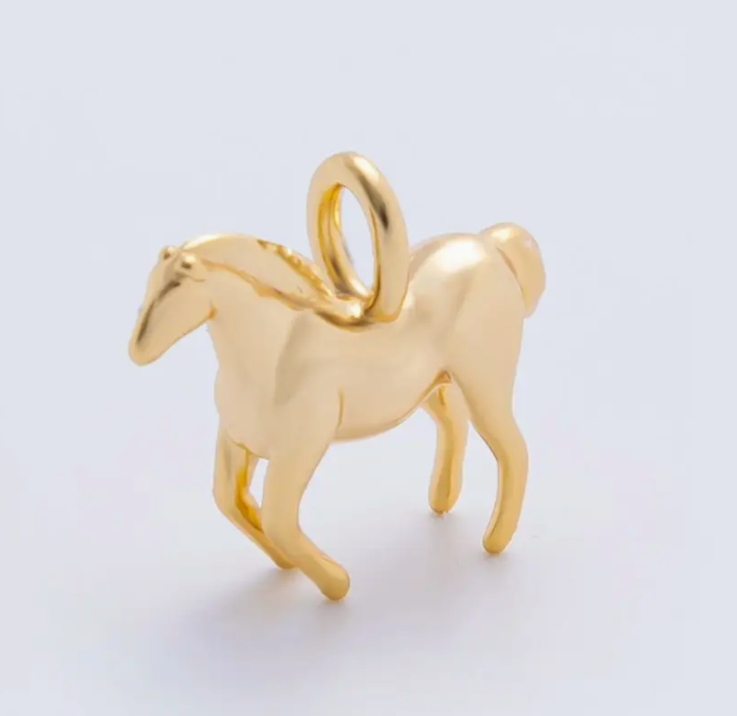 18K Gold Filled 12mm Mini Horse Animal Multidimensional Charm