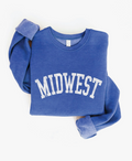 Oat Collective Midwest Graphic Sweatshirt in Heather Royal