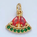 24K Gold Filled Mini Watermelon Fruit Micro Paved Cz Charm