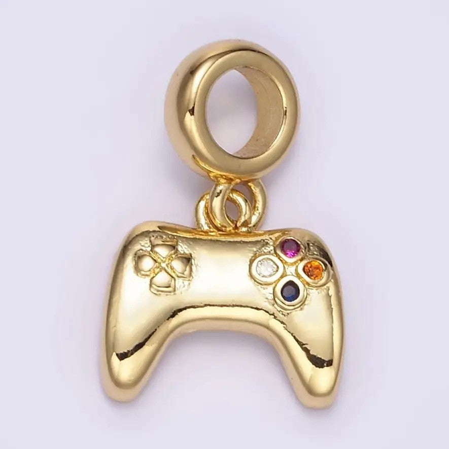 24K Gold Filled Multicolor Cz Game Console Controller Rhondelle Bail Pendant