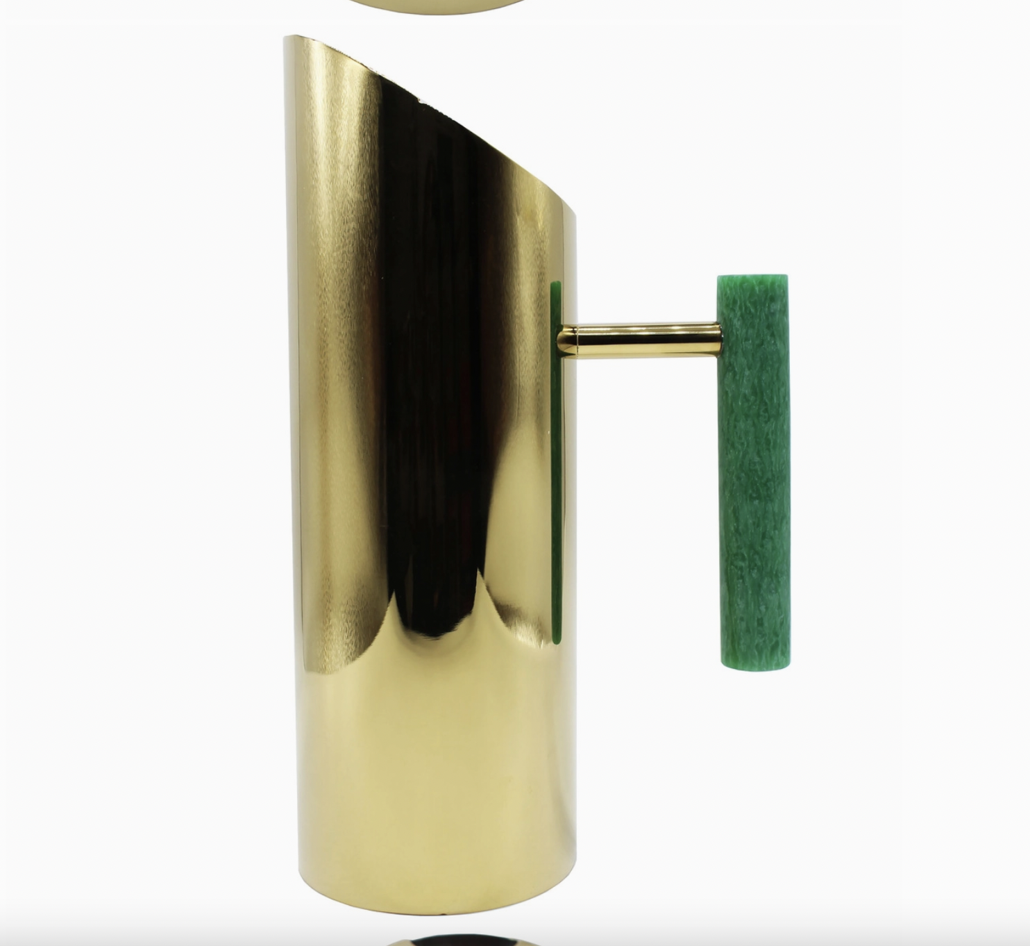 Godinger Gold Pitcher with Green Resin Details